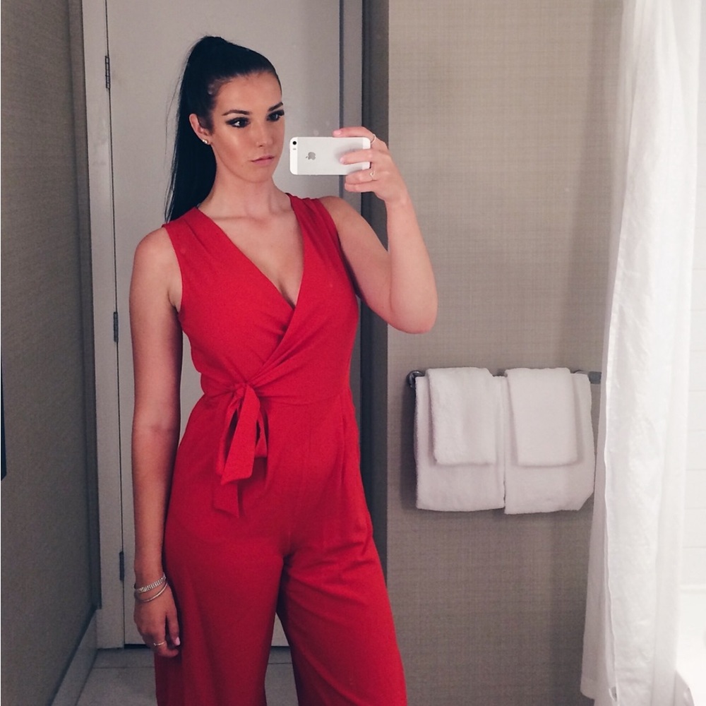 red jumpsuit